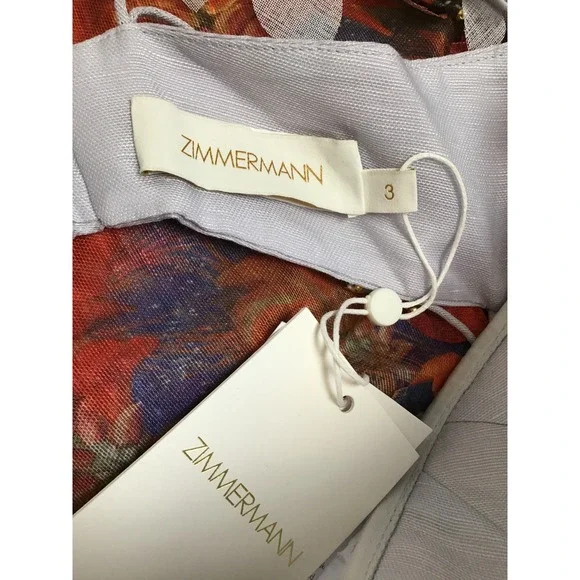 Zimmermann Wild Flower Botanica Petal Printed Linen-Silk Midi Dress Size 3 NWT - Picture 16 of 16